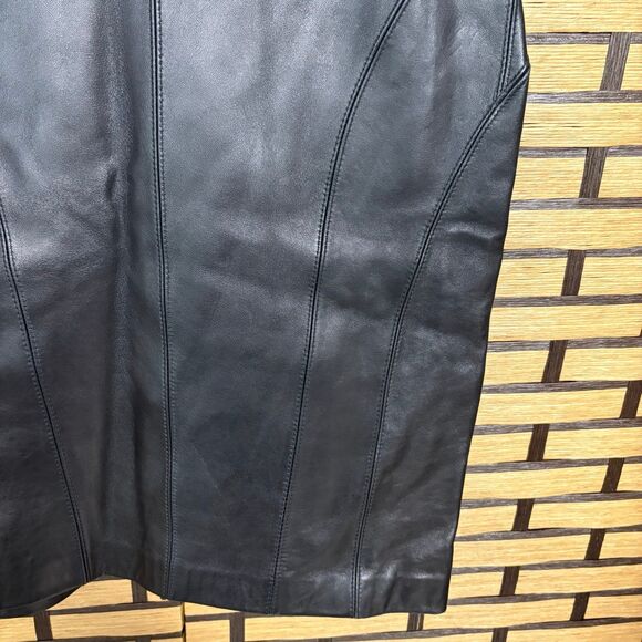 Bebe Black Genuine Leather Skirt Size 4 - Picture 6 of 11